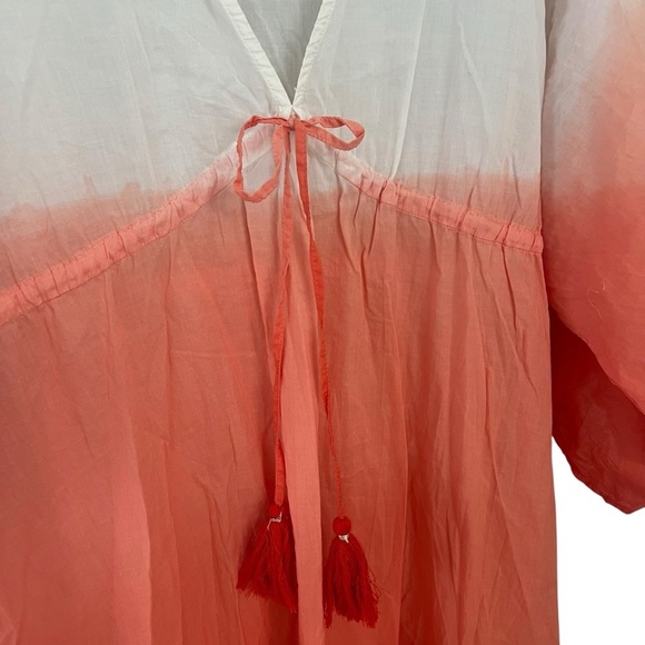 BODEN Maxi Long Empire Kaftan Orange Dip Dye Kimono Beach Cover Up Dress US 6 - Picture 6 of 10